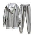 thumbnail image 2 of Sweatsuits for Men Set 2 Piece Loose Casual Zipper Hoodie Sweatshirt And Bundle Feet Sweatpants Sets Fall Fashion Sport Suit Winter Clothes Outfits, 2 of 3