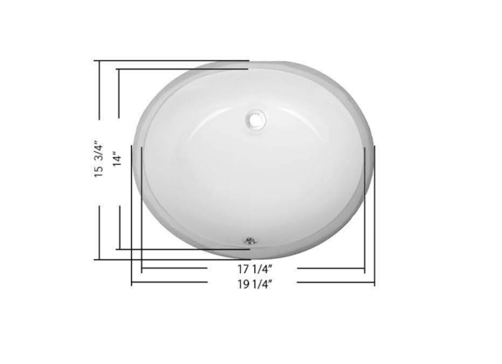 17 inch x 14 inch Oval Porcelain Ceramic Undermount Bathroom Vanity Vessel Sink, White