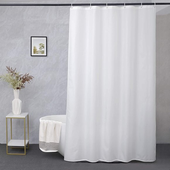 Doublure de Douche de 36 Pouces, Rideau de Douche en Tissu Blanc Uni, Imperméable, Convient à Tout Décor/hôtel, Format de Kiosque 36 x 72