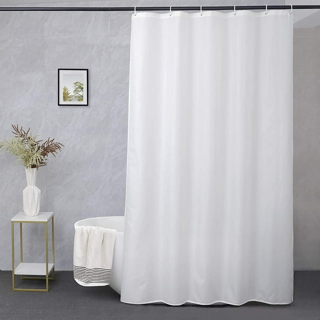 36 Inch Shower Liner, Solid White Fabric Shower Curtain, Waterproof, Suitable for Any Decor/Hotel, Stall Size 36 x 72