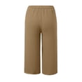 thumbnail image 3 of Girls Casual Solid Color Elastic Waist Capri Pants for Everyday Comfort with Pockets for Play, 6-7 Years, Coffee, 3 of 5