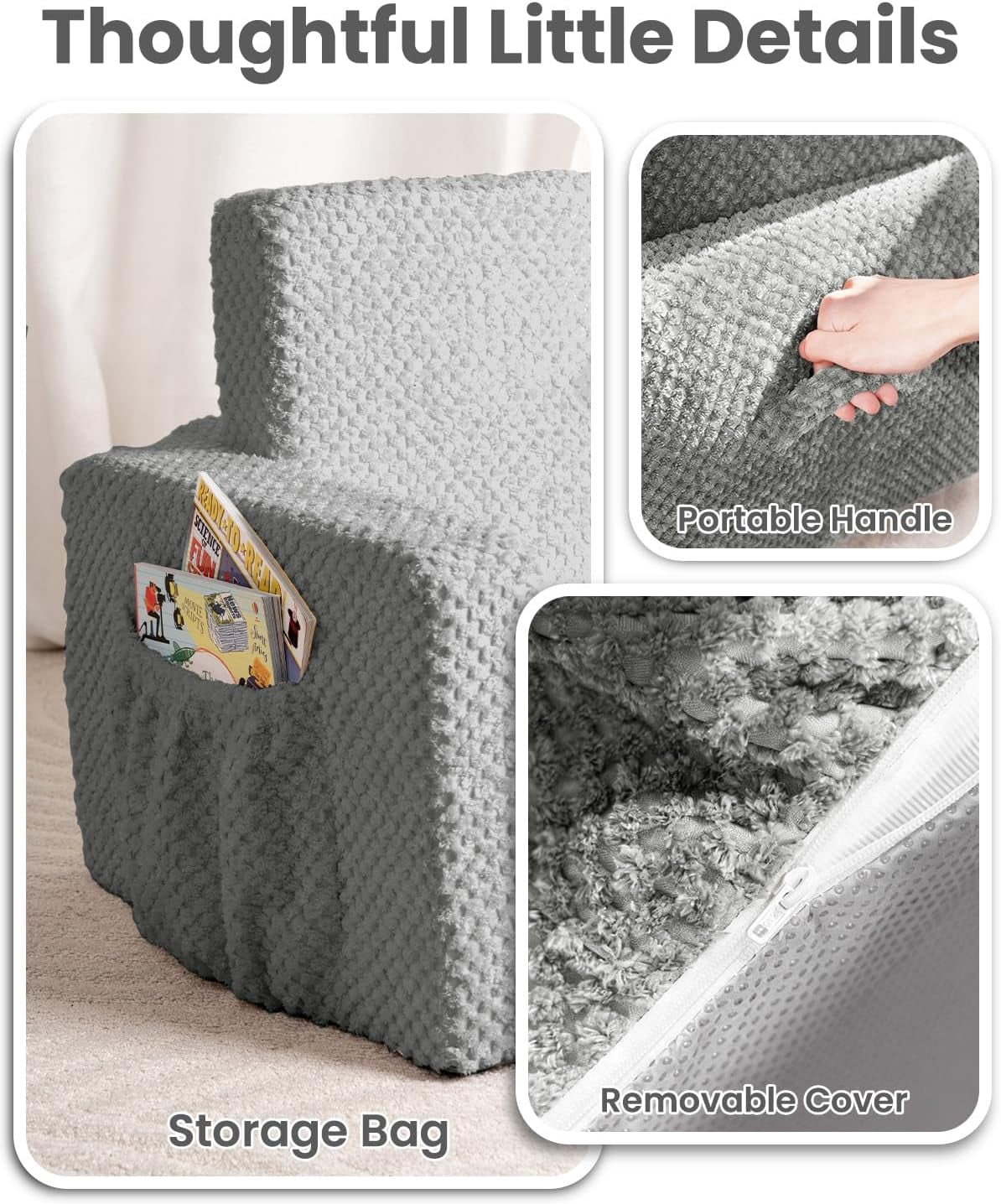Foldable Toddler Couch with Soft  Cover, 2-in-1  Sofa & Lounger for Kids