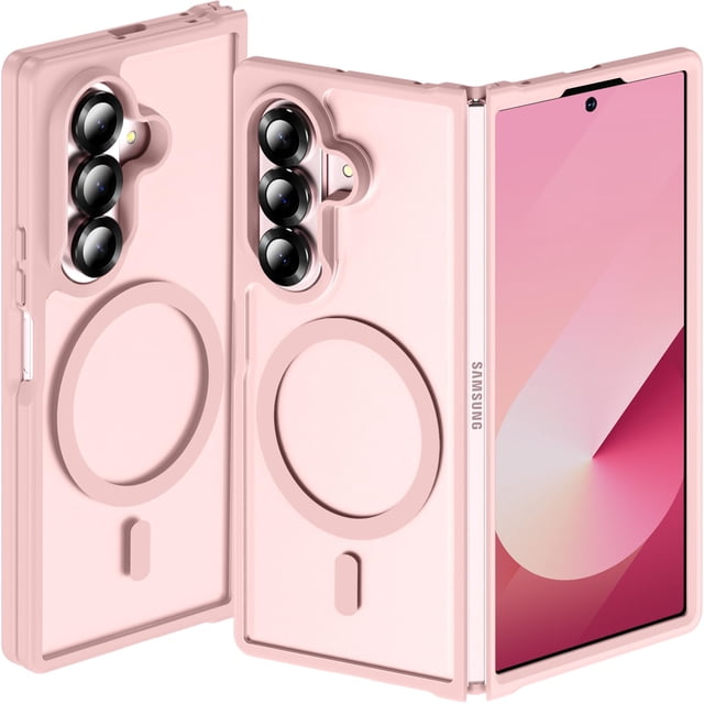 Funda magnética a prueba de golpes para Samsung Galaxy Z Fold 6 de Hensinple, color rosa