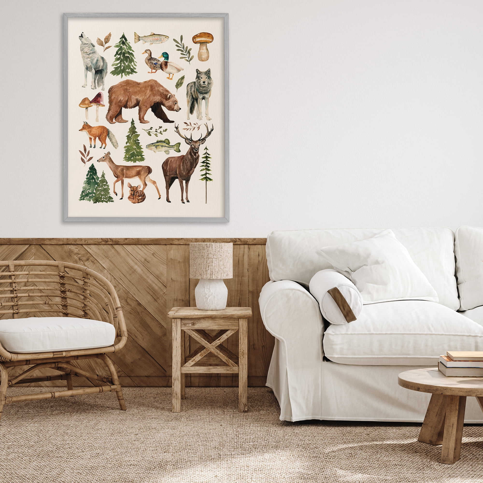 Stupell Industries The Wild Wood Animals Gray Framed Giclee Art, design by Bethany Sandoval