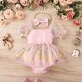 thumbnail image 2 of IBTOM CASTLE Newborn Toddler Baby Girls Fall Outfit Butterfly Romper Princess Dress with Headband 1st Birthday Cake Smash Clothes for Photo Shoot 6-12 Months Pink Flower, 2 of 8