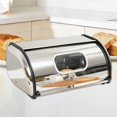 thumbnail image 1 of de acero inoxidable, contenedor de almacenamiento multiusos, duradero, para mostrador de cocina, soporte para almacenar pan para productos Con ventana visible, 1 of 8