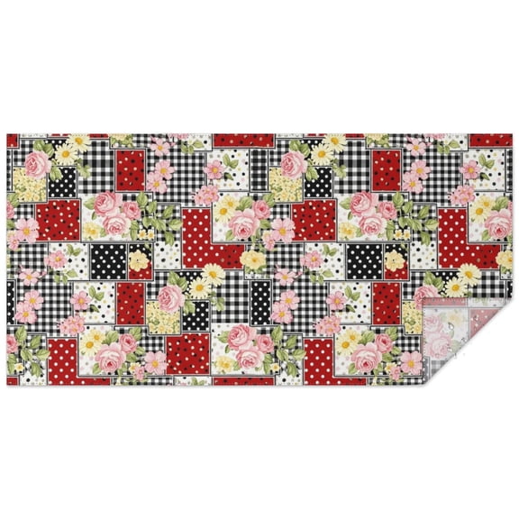 Pioneer Flower Floral Print Pattern Rectangle Tablecloth 60"x120", Waterproof Polyester Table Cloth, Wipeable Spillproof for Dining Camping Indoor Outdoor