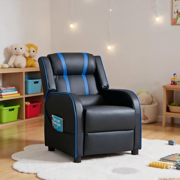 Resenkos Kids Recliner Chair with Side Pockets and Footrest-Blue, Kids Chairs for Kids
