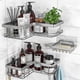 thumbnail image 1 of Corner Adhesive Shower Caddy, with Soap Holder and 12 Hooks, Rustproof Stainless Steel Bathroom Organizer, No Drilling Wall Mounted Rack, 1 of 4