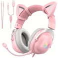 thumbnail image 1 of Audífonos Diadema Microfono Auriculares Gamer Petukita Box X11 Rosa Luz Led, 1 of 5