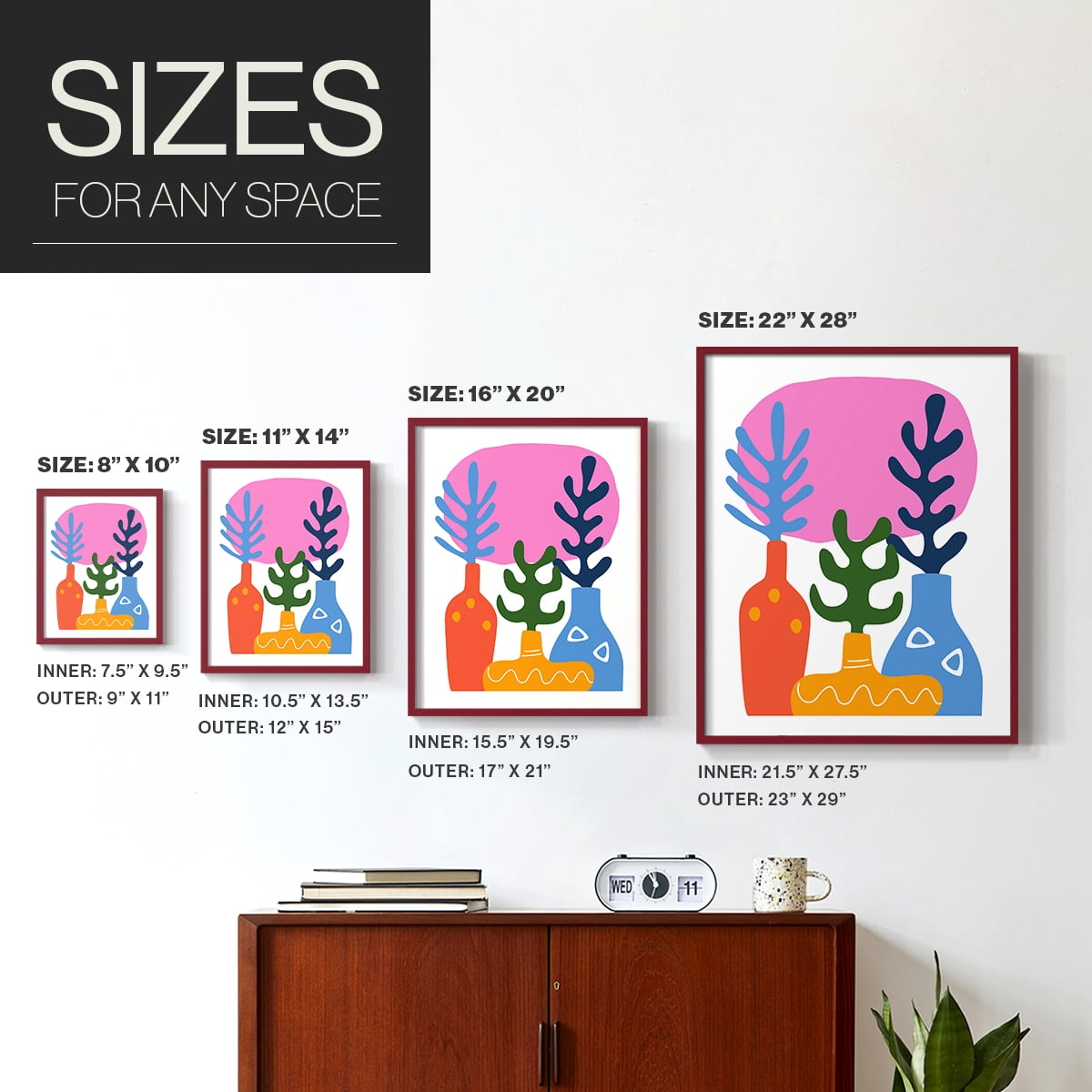 Matisse CDLIX in Red Solid Wood Framed Print No Nail Hanging