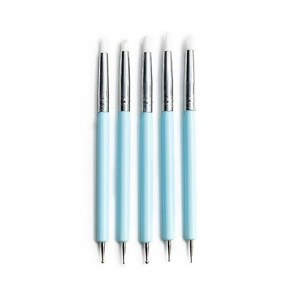 Silicone Polymer Clay Sculpting Tool Pen Rubber Tip Color Shaping Wipe Out Carving(1sets-blue)
