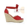 thumbnail image 3 of BLISSFUL STEP Platform Espadrilles Ankle Tie Wedge Sandals for Women Red 7, 3 of 4