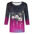 thumbnail image 6 of Jsaierl Women's 3/4 Sleeve Tops Plus Size Crew Neck Shirts Boho Graphic Ladies Blouses Work Vacation T-shirts Top S-5XL, 6 of 6