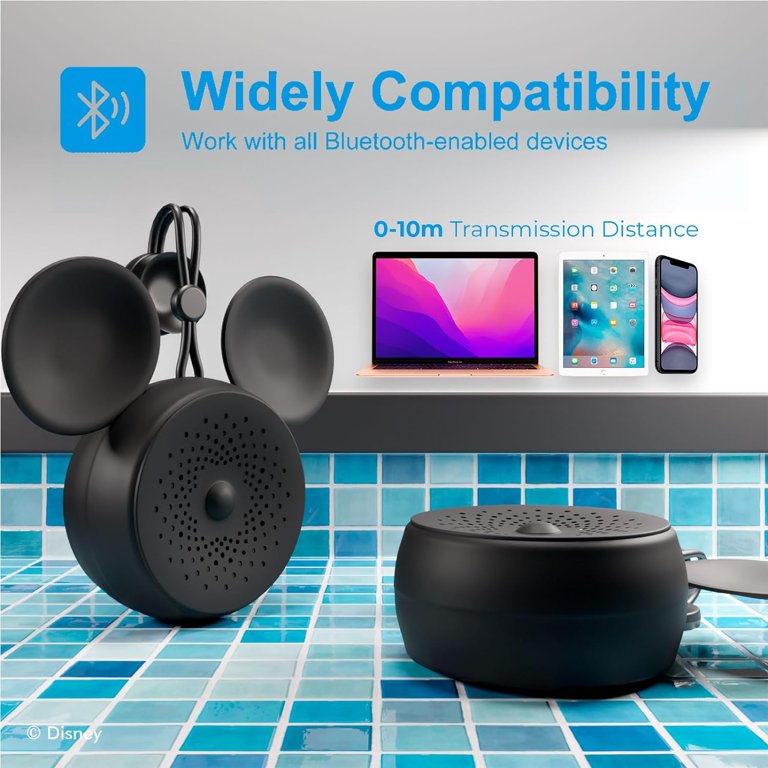 Disney Mickey Mouse Bluetooth Portable Speaker, IPX4 Water