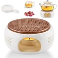 thumbnail image 1 of Ceramic teapot warmer, tea warmer for teapots, small warmer with tea light holder for teacups and teapots, white (without tea light, without teapot), 1 of 5