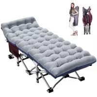 A Burgundy cot+gray pad