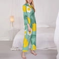 thumbnail image 3 of Fuzoiu Lemons Chamomile Flowers And Leaves Print Women's Long-Sleeved Pajama,Lounge Button Down Nightwear,Womens Notch Collar Pajama Set-XX-Large, 3 of 7
