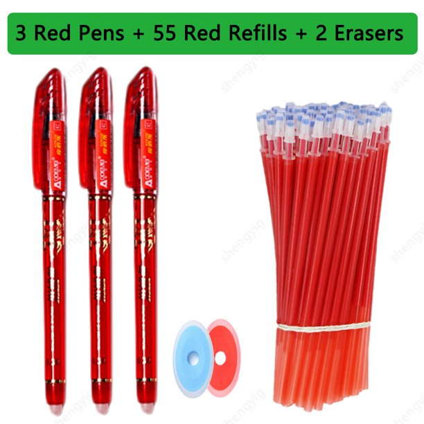 Juego de bolígrafos de Gel borrables de 0,5mm, recambios de tinta azul/negra, varilla lavable, Mango para escuela, escritura, oficina, papelería Kawaii, 60 unidades