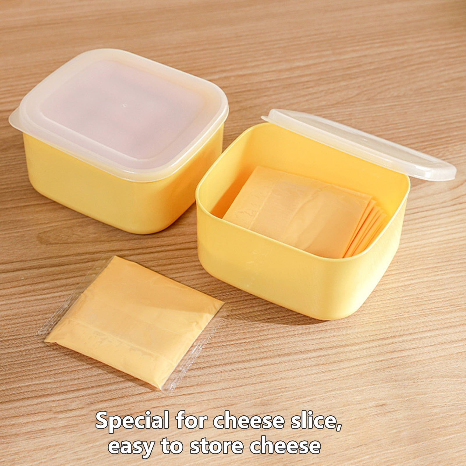 Typutomi 2 Pack Sliced Cheese Container for Fridge, Clear Plastic Butter Block Cheese Slice Storage Box with Flip Lid for Refrigerator Food Vegetable