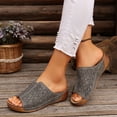 thumbnail image 3 of Modisza Orthopedic Wedge Sandals for Women Flower Cutout Wide Width Slip on Wedges Slides Ladies Casual Summer Slippers size 8 Grey, 3 of 7