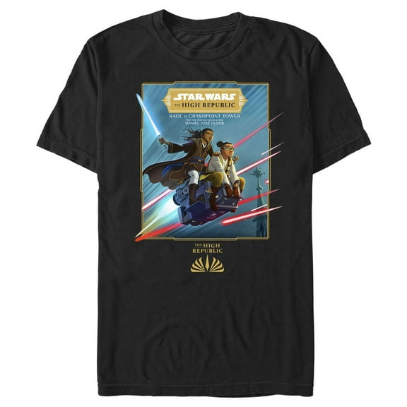 Men's Star Wars The High Republic Race to Crashpoint Tower Cover Graphic Tee Black Small