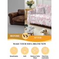 thumbnail image 5 of Pink Flower Couch Cover for 2 Cushion Sofa, Vintage Farmhouse Boho Leaf Spring Solid Washable Loveseat Sofa Covers Slipcover for Sectional Sofas L-Shaped, Couch Throw Cover 71"x118", 5 of 9