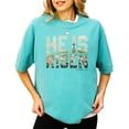 thumbnail image 2 of He Is Risen Christian Shirt for Women - Easter Faith Graphic Tee Seafoam Shirt Adult X-Large, 2 of 7