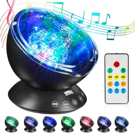 LED Ocean Wave Night Light Projector With 7 Colors Light Show Projection Built-in Soft Music Player Remote Control Fit for Indoor Kids Bedroom Party Dating Mood Stage Concert (Best Concert Stage Design)