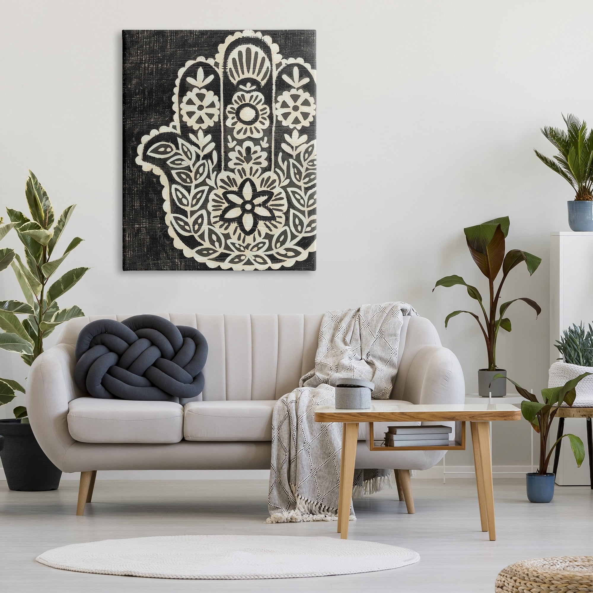 Stupell IndustriesFloral Pattern Black and White HamsaCanvas Wall Art by Chariklia Zarris