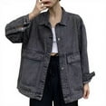 thumbnail image 4 of Pyhlmscde Women's Loose Fitting Versatile Denim Jacket, Denim Jacket for Women, Fall Clothes, Womens Tops, 4 of 6
