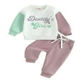 thumbnail image 1 of CNKOO Baby Girls Fall Outfits Letter Print Contrast Color Long Sleeve Sweatshirts Long Pants 2Pcs Clothes Set 2-3 Years, 1 of 8