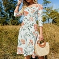 thumbnail image 4 of Peach Watercolor Floral Pattern Design Sweetheart Knot Flared Dress Fashion Design Large Size Loose Dress Spring Summer Women Dress, 4 of 9