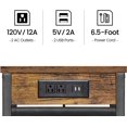 thumbnail image 5 of C Shaped Side Table with Charging Station, Storage Bag for Living Room, Brown, 5 of 8
