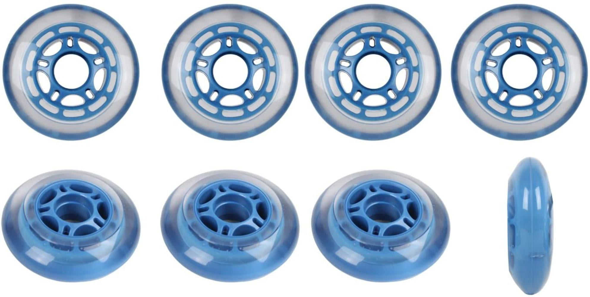 Clear Blue Inline Skate Wheels 76mm 78a 4-Pack for Roller Hockey 