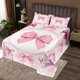 thumbnail image 2 of Erosebridal Pink Bowknot Coverlet Set King,Checkered Grid Bedding Set,Dreamy Princess Decor,Breathable,3pcs, 2 of 5
