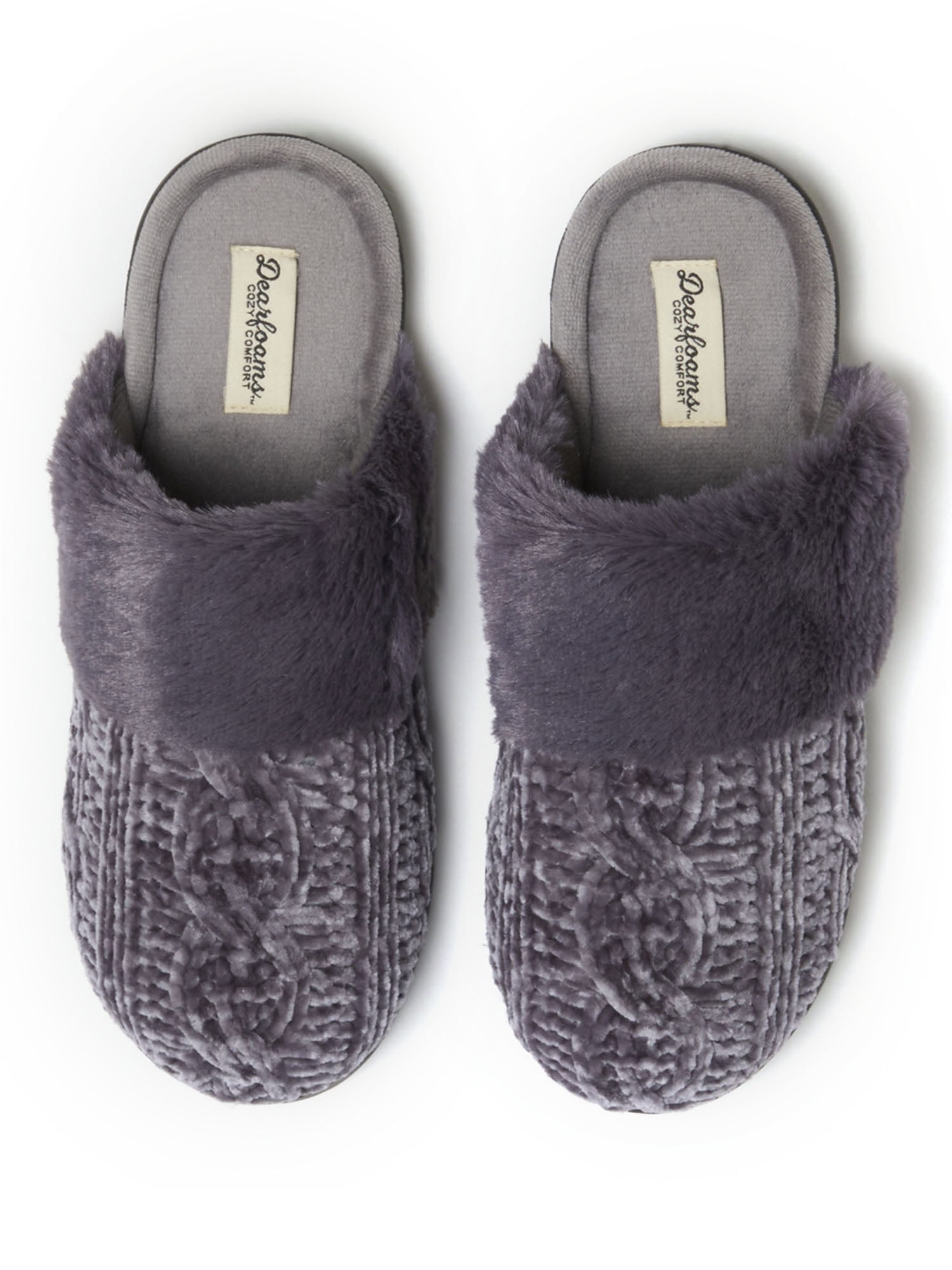 Dearfoams Cozy Comfort Women's Cable Knit Chenille Scuff Slippers