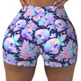 thumbnail image 2 of Balery pinkk flower crystal Skull Pantalones cortos de entrenamiento estampados para mujer, sin costuras, ajustados, para gimnasio, yoga, correr, deportes, ejercicio activo, fitness.-Small, 2 of 8