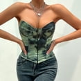 thumbnail image 3 of AherBiu Corset Tops pour les Femmes Sans Manches Coupe Basse Recadrée Débardeurs Slim Imprimé Clubwear Tube Cami Shirt, 3 of 6