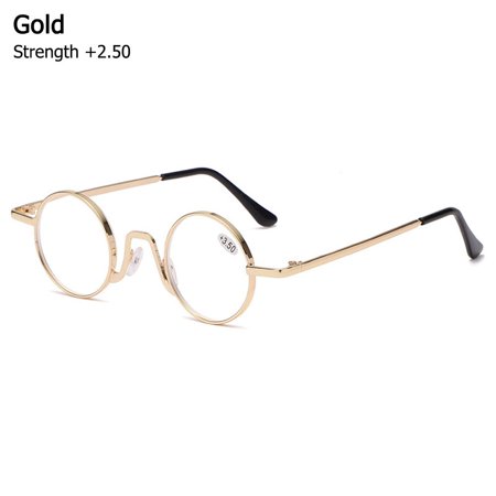 Women Classic Anti-fatigue Round Presbyopic Glasses Anti Blue Light Reading Glasses Computer Grade Glasses GOLD STRENGTH +2.50