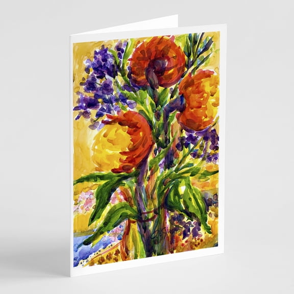 Flower Greeting Cards and Envelopes Pack of 8