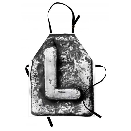 Letter L Apron Typography Composite L Alphabet Letter Name Baroque Knights Iron Words Writing Design Unisex Kitchen Bib Apron With Adjustable Neck