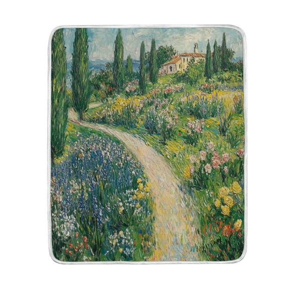 Yayeee Throw Blanket for Couch Soft Warm 50" x 60" Sofa Chair Bed Decoration, Art Garden Scene