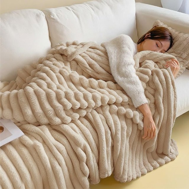 Thickened Plush Nap Blanket, Rabbit Plush Milk Velvet Cover Blankets, Fall Winter Weighted Fluffy Bed Throw Room Decor, Oversized Fuzzy Warm Couch Throws Gifts