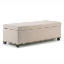 Kingsley 48 inch Wide Transitional Large Storage Ottoman in Natural Linen-Look Fabric