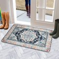 thumbnail image 5 of Bohemian Blue Floral Patterned Carpet Door Mat Welcome Door Mat for Front Door, Home Entrance, Yard, Floor, Patio, Non Slip Spring Summer Welcome Mat Indoor Outdoor Doormat 30"*17", 5 of 6
