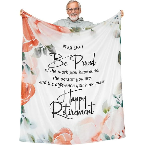 Happy Retirement Gifts for Women 2024 Coworker, Retirement Throw Blanket 50" X 60", Retired Gift for Wife Teachers Nurses Mom Grandma Friend, Farewell Gifts for Coworkers Boss