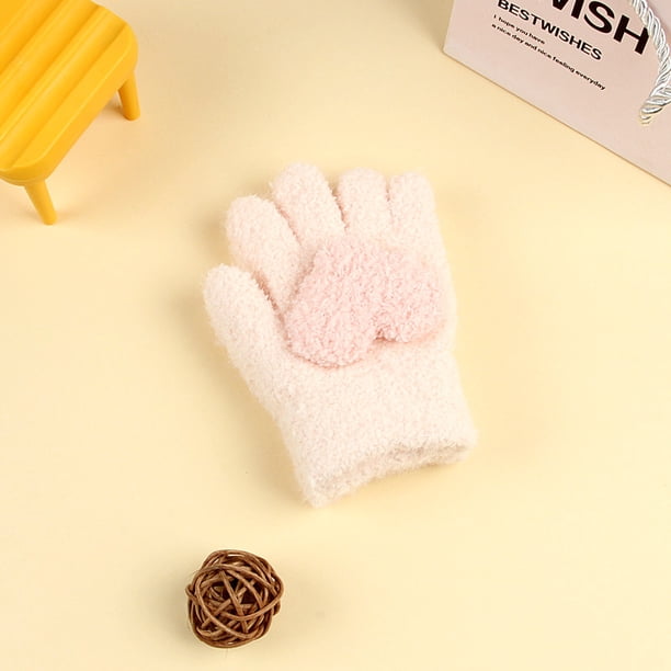 Guantes para niños, cálidos, de invierno, con forro polar, gruesos, de cinco dedos, multidedos, para niñas, de dedos completos, resistentes al frío