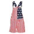 thumbnail image 4 of Bmnmsl Adult Romper Summer American Flag Print Denim Bib Overall Shorts, 4 of 6