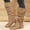 Khaki, variant on Yeahitch Womens Boots Mid Calf Low Heel Womens Winter Boots Round Toe Chunky Heel Warm Comfortable Tall Boots